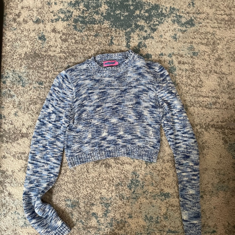 Edikted Blue and White Knit Pullover